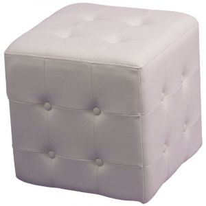 Image de Décoshop26 Pouf capitonné en simili-cuir argent 40x40x40 cm - noir