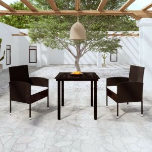 Mercatoxl Ensemble de salle à manger de jardin 3 pcs Noir