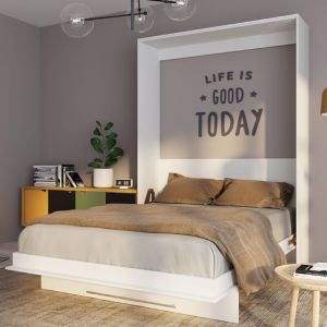 Lit escamotable vertical 140x200 cm blanc - VIARDO
