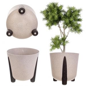 KADAX Pot de fleurs rond en plastique avec insert intérieur - Pot de fleurs décoratif pour l'intérieur et l'extérieur (blanc, 26