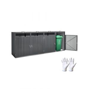 VEVOR Abri pour poubelles, 4 x 240 L, Rangement pour poubelles Horizontal en Acier galvanis&eacute;, bo&icirc;te de Rangement &agrave; poubelles ext&eacute;rieur, &eacute;tanche et verrouillable, pour Jardin, arri&egrave;re-Cour et terrasse