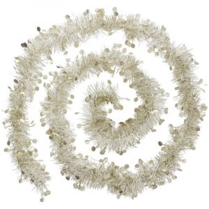 Guirlande de No&euml;l large 10 cm Dor&eacute; et Blanc avec pastilles Longueur 2 m&egrave;tres