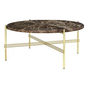 Gubi Table basse ronde structure laiton TS &Oslash; 80 x 35 cm (Marron Emperador - Marbre et m&eacute;tal)