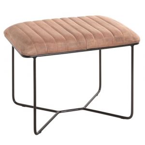 Pegane Tabouret en métal et cuir coloris marron - Longueur 60 x Hauteur 48 x Profondeur 38 cm -