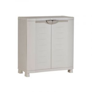Armoire basse de rangement en résine PLASTIKEN 2 grandes étageres l 90 p 45 h 100 cm