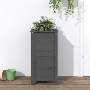 VidaXL Jardinière, Bac à Fleurs, Pot de Plantes, Lit Surélevé, Décoration de Jardin Patio Terrasse Extérieur, Gris 40x40x78 cm Bois Massif de Pin 825277