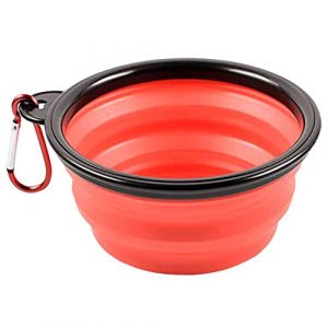 OCIODUAL Gamelle de Voyage en Silicone Taille S Rouge pour Chien Camping Bol Eau Portable Pliable Mousqueton Ecuelle Pliant