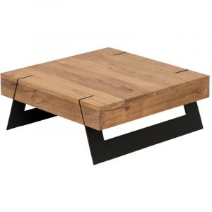 Made In Meubles - Table basse carrée en bois d'acacia et métal Cassius
