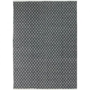 Tapis Terra 120 x 170 cm Bande croisillons blanc et noir