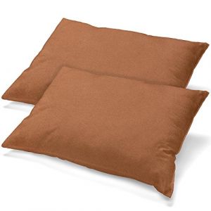 Aqua-textil Classic Line Housse de Coussin Lot de 2 Fermeture &Eacute;clair Coton 40 x 80 cm Marron Chocolat