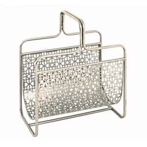 Porte revues en métal laqué argent mat - Longueur 37 x Hauteur 45 x Profondeur 22 cm -PEGANE-