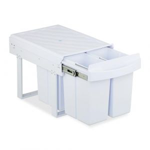 Relaxdays Poubelle encastrable pour la Cuisine, 4 bacs de 8 litres chacun, HLP : 34,6 x 34 x 51,8 cm, Blanche