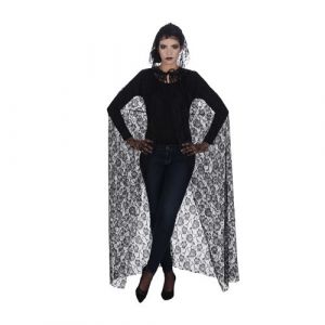 Ruedelafete Cape Dentelle noire luxe 150cm, adulte