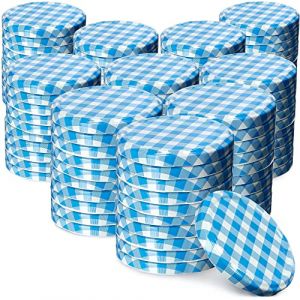 KADAX Lot de 100 Couvercles FI 82mm M&eacute;tal et Silicone Blanc/Bleu