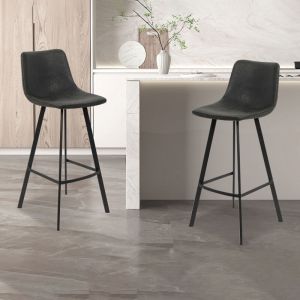M&S Lot de 2 chaises de bar H78 cm en pu noir - pohan