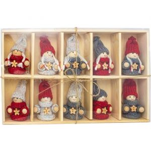 Brubaker Suspensions pour Sapin de No&euml;l - 10 Pi&egrave;ces - Lutins/Bonhommes tricot&eacute;s - Figurines en Bois & Crochet - D&eacute;coration de No&euml;l