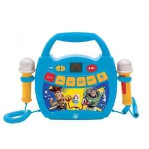 Lexibook Disney Toy Story 4 Woody, Buzz & Fourchette-Mon Premier Lecteur Musical karaoké avec micros, sans Fil, Fonctions Enregistrement et Changement de Voix, pour Enfant, Bleu/Jaune, MP300TSZ