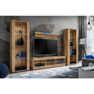Komodee - Ensembles de meubles Tivoli Grande, Wotan/Wotan, Largeur 290cm x Hauteur 159cm x Profondeur 35cm, sans led, pour Salon, Chambre