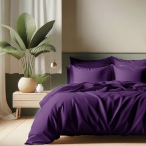 Housse de couette percale coton TERTIO - violet