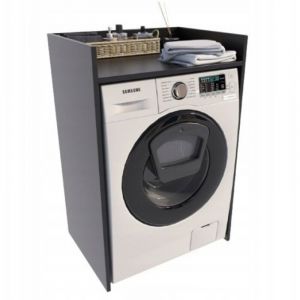 Meuble lave-linge noir TS, colonne de salle de bain