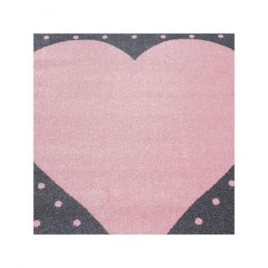 Tapis rond pour enfant doux Coeur &Oslash; 120 Rose