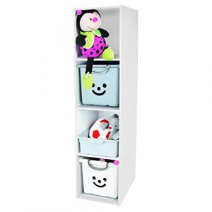 Image de Iris Ohyama Meuble de rangement modulaire-Étagère pour jouets, 4 compartiments - KCX-4 - Bois, Blanc, L35.4 x P35.1 x H138.6 cm