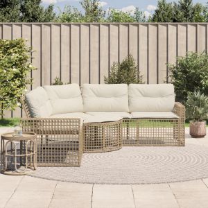 VidaXL Canapé De Jardin Et Coussins Et Repose-Pied En Forme De L Rotin
