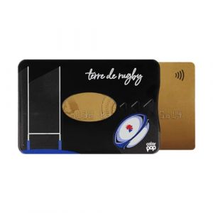 Porte-carte rigide anti-RFID &ndash; Protection 1 carte bancaire &ndash; PVC Rugby noir &ndash; Fabriqu&eacute; en France &ndash; Color Pop