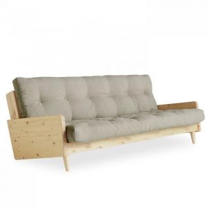 Image de Inside75 Canapé 3/4 places convertible INDIE style scandinave futon lin couchage 130*190 cm. - natural