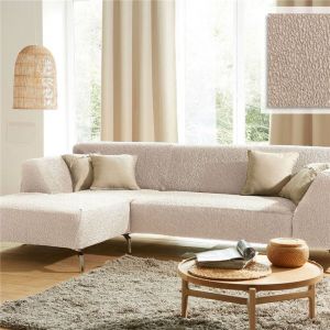 Housse de Fauteuil Extensible tissu bouclette ROC Beige Cr&egrave;me