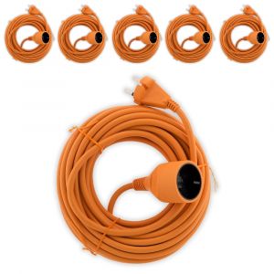 Zenitech Lot de 6 prolongateurs 16A HO5VV-F 2x 1,5mm&sup2; 2P sans terre - Orange 20m