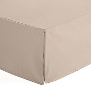 Cache-sommier uni en coton de 30 cm de haut beige 100x200 cm