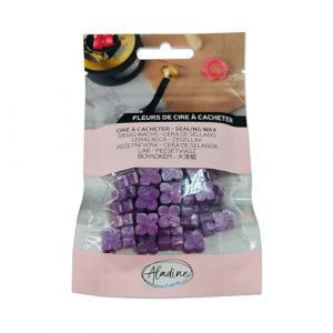 Aladine 60 Perles de Cire à Cacheter - Violet Prune Nacré - Pour Créer Sceau de Cire - Fleurs de Cire - Faire Part Mariage, Naissance, Lettres, Courriers, Menus & Cadeaux - 72632