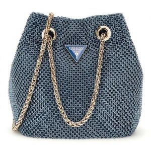 GUESS Sac de soir&eacute;e bleu pour femme - Zalina Mini Pouch Slate 313039