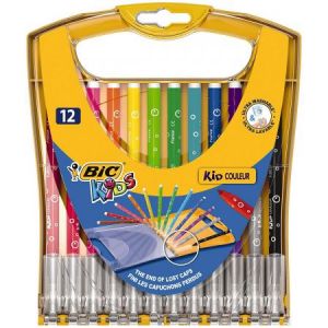 Image de Bic Feutres De Coloriage Kid Couleurs Etui Plastique Avec Capuchons Integres