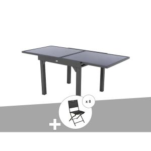 Hesperide Table extensible en verre Piazza 4/8 places - 8 chaises Modula