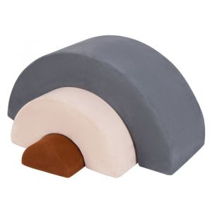Ensemble De Blocs De Construction En Mousse Costway-Rembourrage Élastique-Arche Et Tunnel Rampant-Pour Enfants De 3+ Ans-Gris
