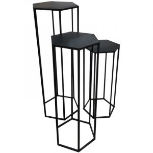 Image de The home deco factory 3 Portes plantes sellettes design Théo - Noir