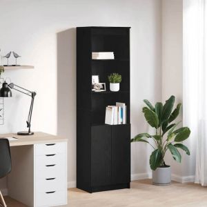VidaXL Buffet haut chêne noir 50x35x180 cm bois d'ingénierie