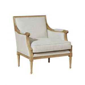 Fauteuil bas en bois massif et lin premium VILLANDRY
