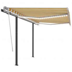 VidaXL Auvent Manuel R&iquest;&iquest;Tractable Avec Led 3,5x2,5 M Jaune Et Blanc