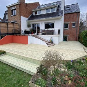 Kit terrasse Pin autoclave Vert pour 20 m², Lames 4,2 m, lambourdes 4,2 m et visserie Inox