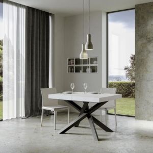 Table extensible 90x130/390 cm Volantis Frêne Blanc structure Anthracite