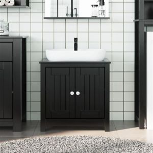 VidaXL Meuble de salle de bain BERG noir 60x34x59 cm bois pin massif