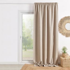 Home maison Rideau 100% occultant double face galon fronceur Naturel 135x260 cm