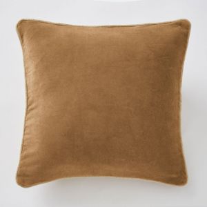 L'effet Papillon - Coussin d&eacute;houssable 45 x 45 cm velours de coton c&eacute;sar camel Marron