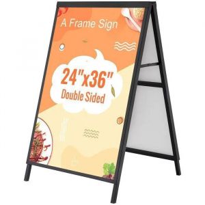 Chevalet Stop-Duoku-Trottoir Affichage Double-Face-91x61 cm-Porte-Affiche en Acier-Panneau Publicitaire Trottoir-Pliable
