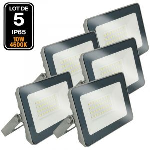 Europalamp Lot de 5 Projecteur LED 10W ProLine 4500K Haute Luminosit&eacute; - Blanc neutre 4500K