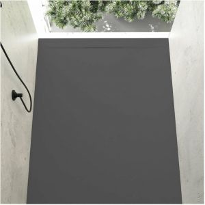 Stano Receveur de douche 90 x 170 cm extra plat COVER en résine surface ardoisée anthracite - Gris