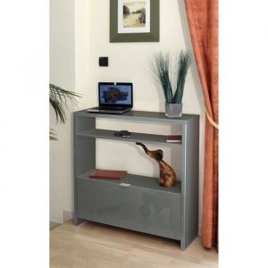 Meuble &agrave; chaussures et console d'entr&eacute;e scott de 93 cm coloris gris brillant. - Gris